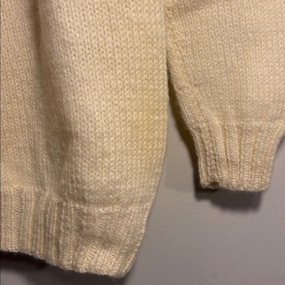 Handknit One of a Kind Handmade Cream + Blue Fair Isle Norwegian Style Cardigan - Picture 5 of 16